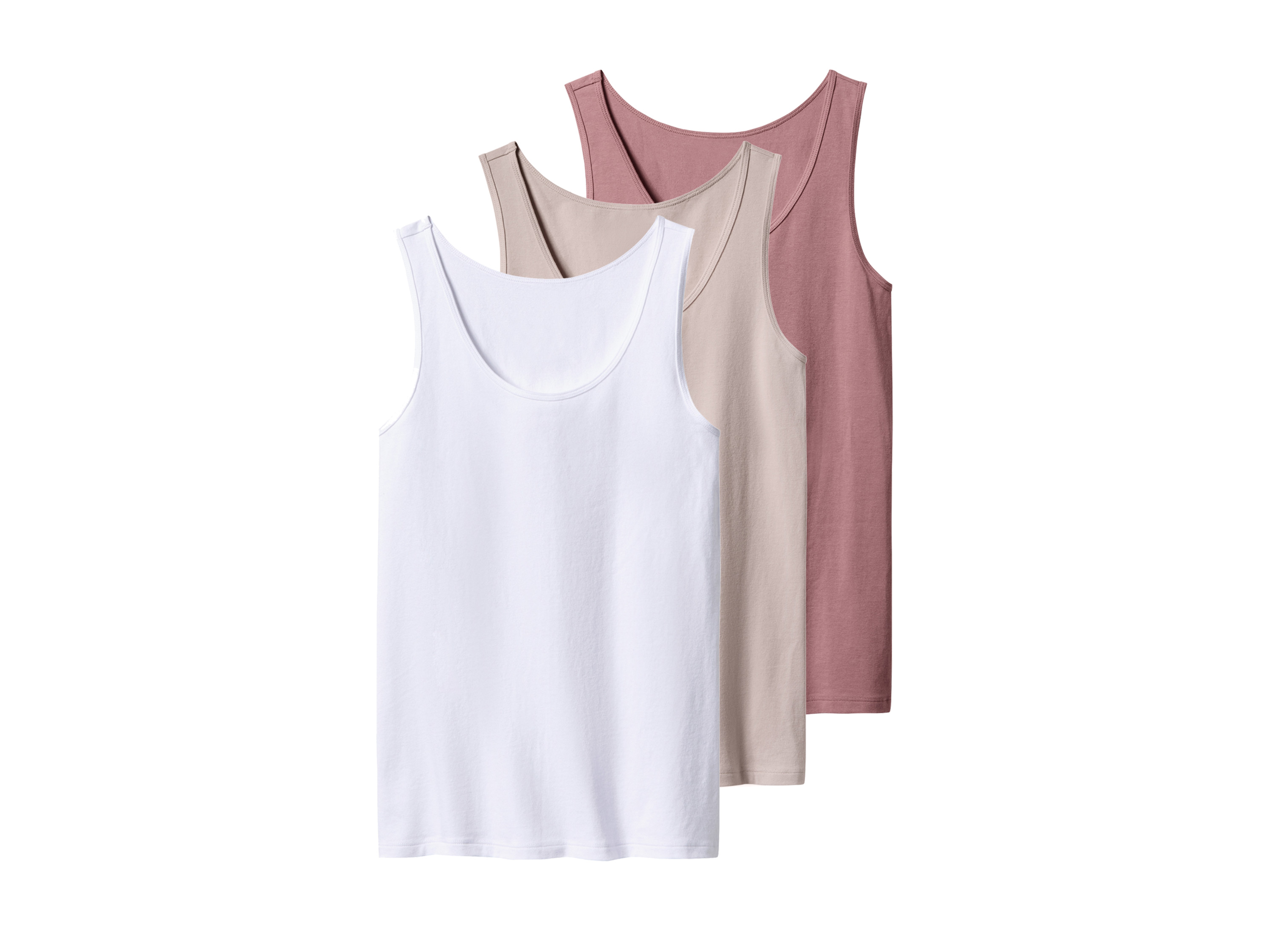 esmara Podkoszulki damskie z bawełną, 3 sztuki Różowy/ biały, XS 32/34