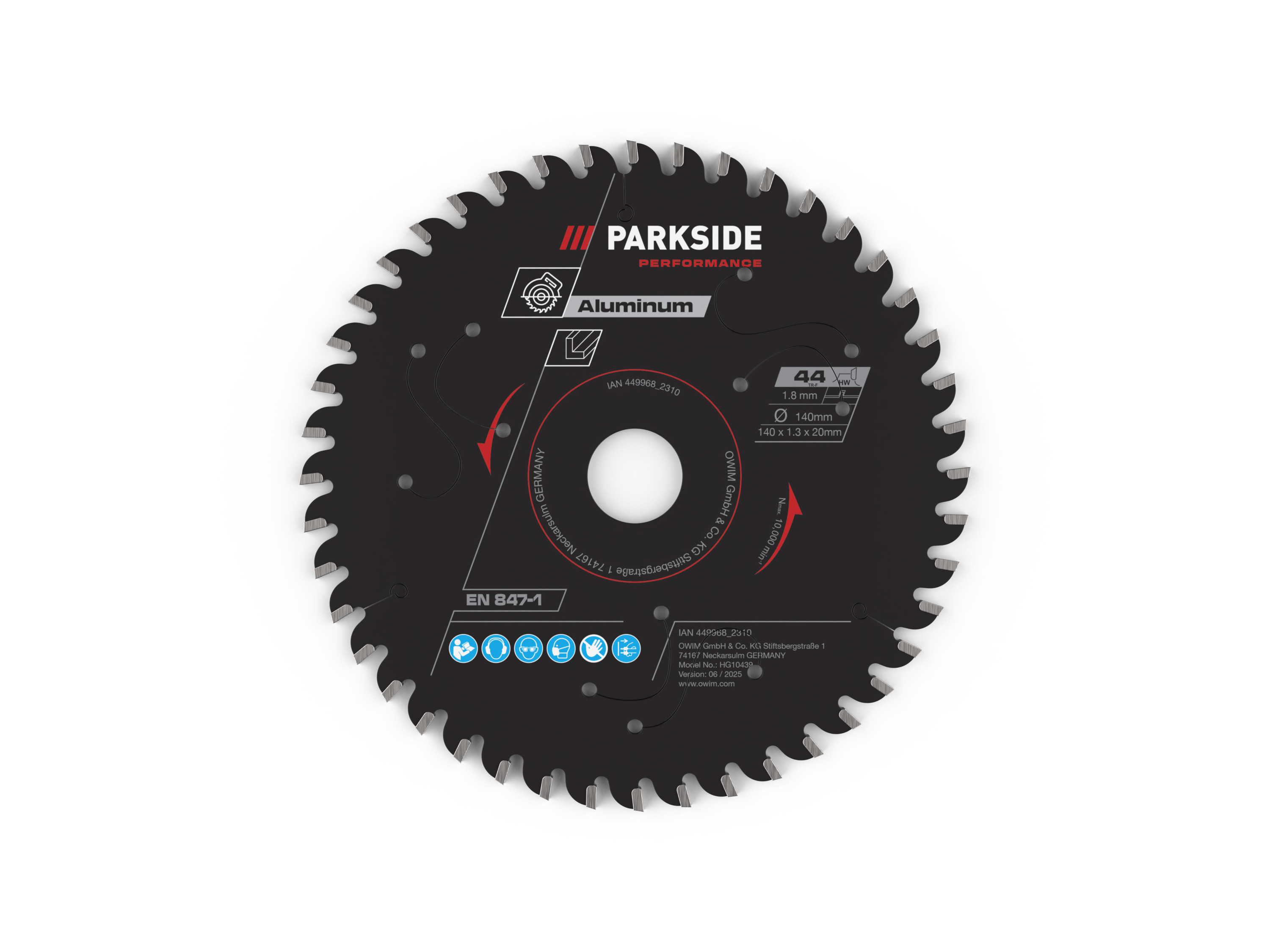 Parkside Performance Brzeszczoty do piły tarczowej, Ø 140 mm 44-zębowa do aluminium
