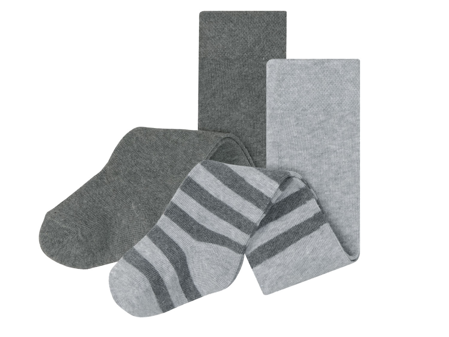 lupilu Rajstopy niemowlęce dla chłopca z bawełną organiczną, 2 pary 50/56, Paski/szary