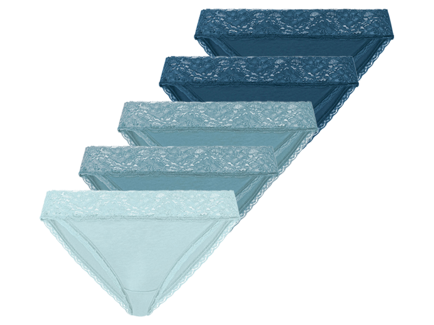 esmara Mini figi damskie z bawełną, 5 par Niebieski, L44/46