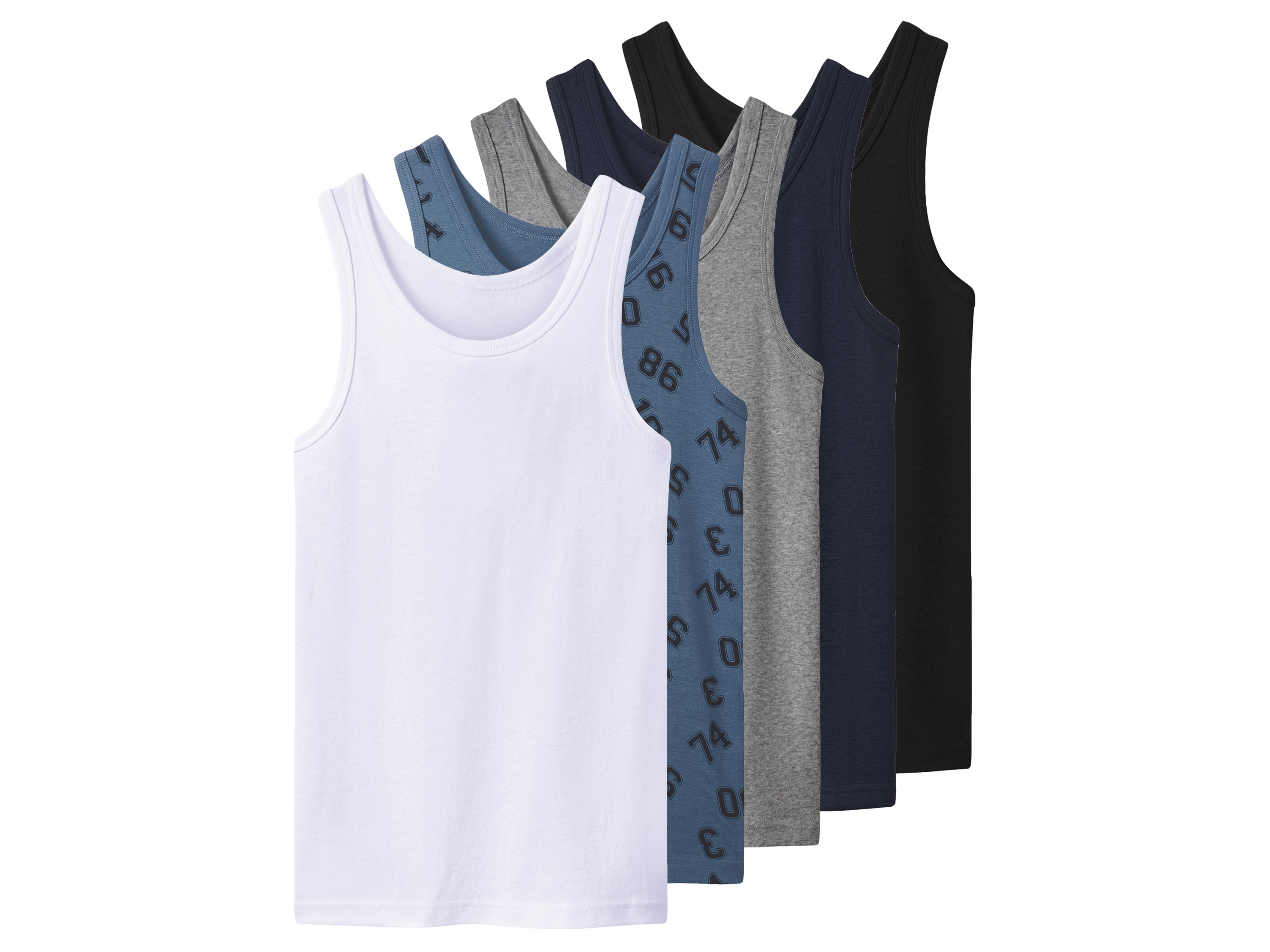 esmara Podkoszulki dziecięce z biobawełny, 5 sztuk czarny/niebieski/szary/biały, 134/140