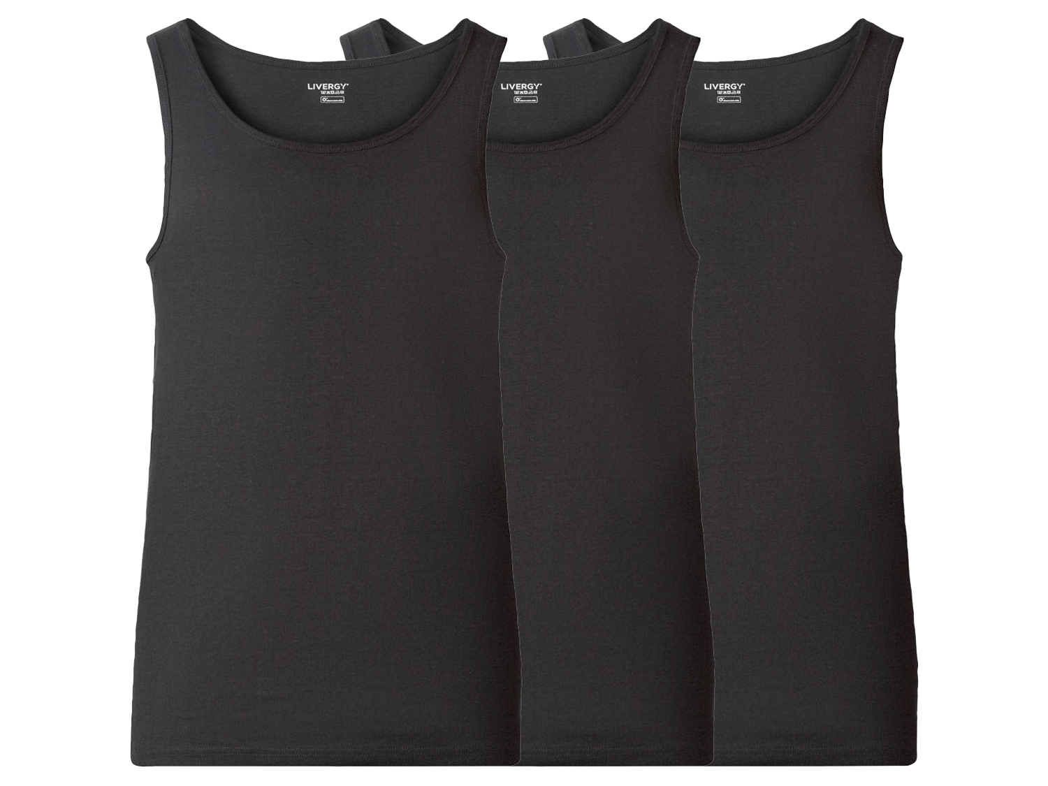 Livergy Podkoszulki męskie z bawełny, 3 sztuki Czarny, 7/Xl
