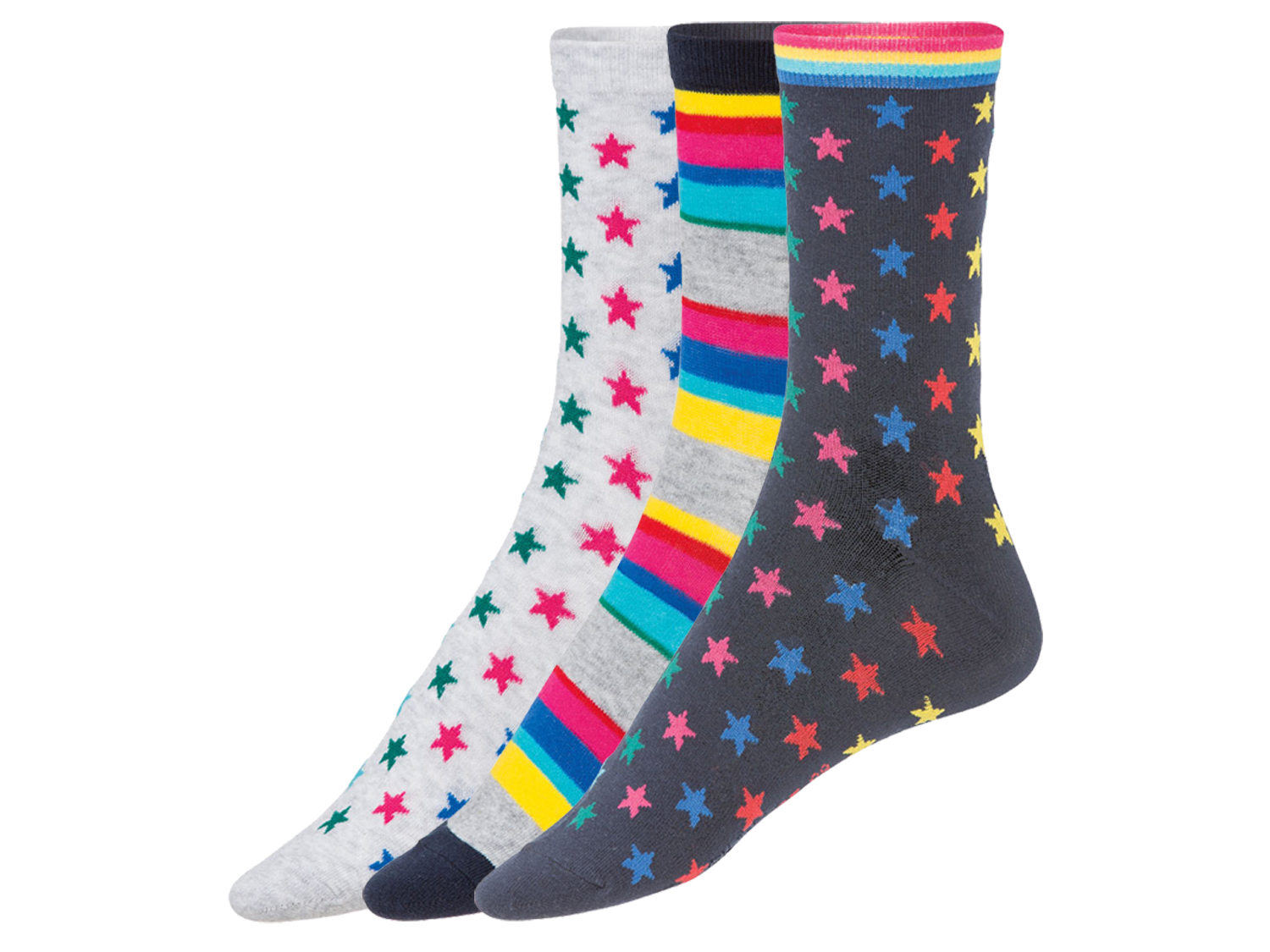esmara Skarpetki damskie, 3 pary 35-38, gwiazdki granatowy/jasnoszary