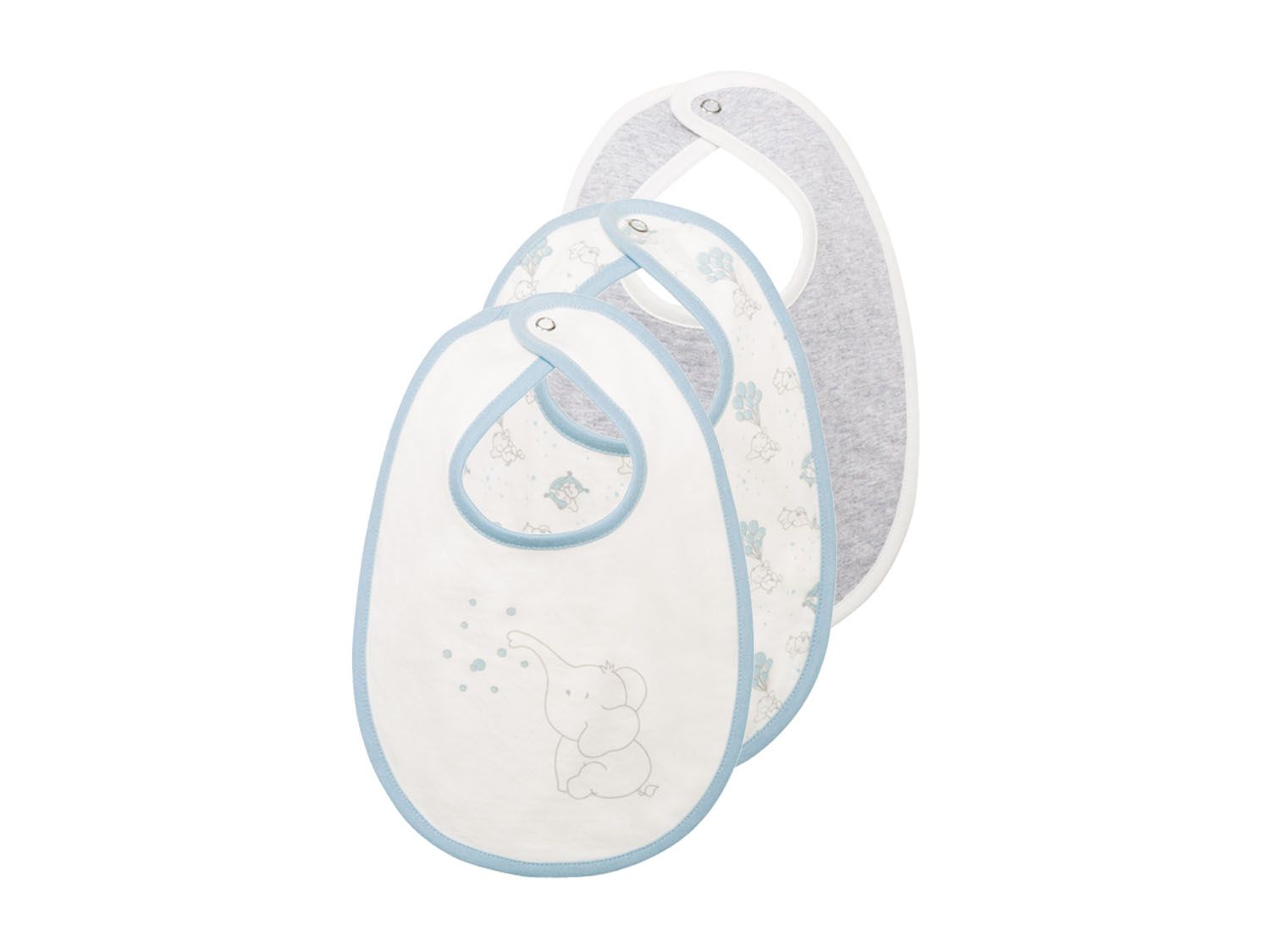 lupilu Śliniaczki niemowlęce z biobawełny, 3 sztuki Wzorzysty/biały/niebieski