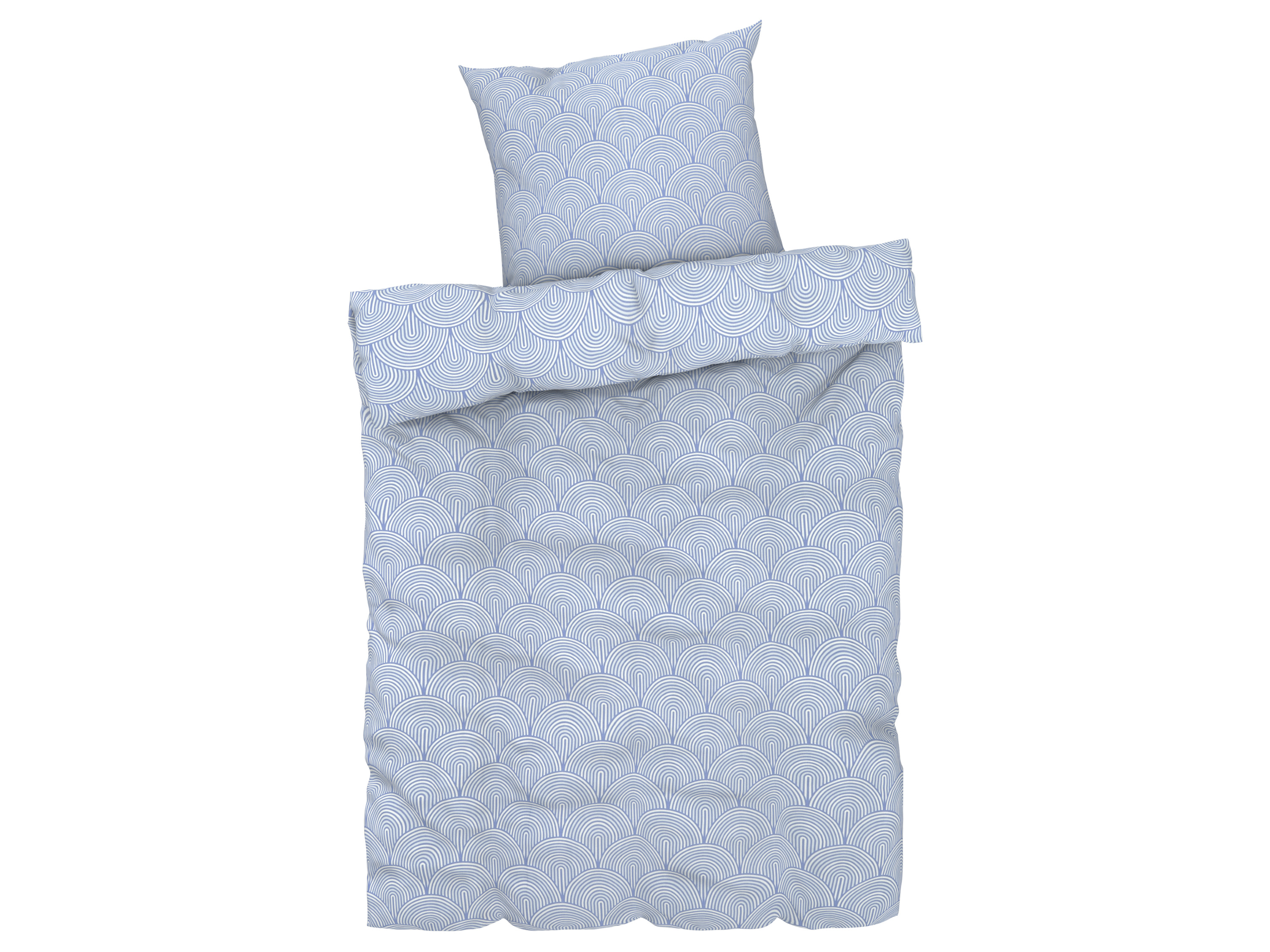 Livarno home Pościel satynowa z mikrowłókna, 140 x 200 cm Niebieski w łuki