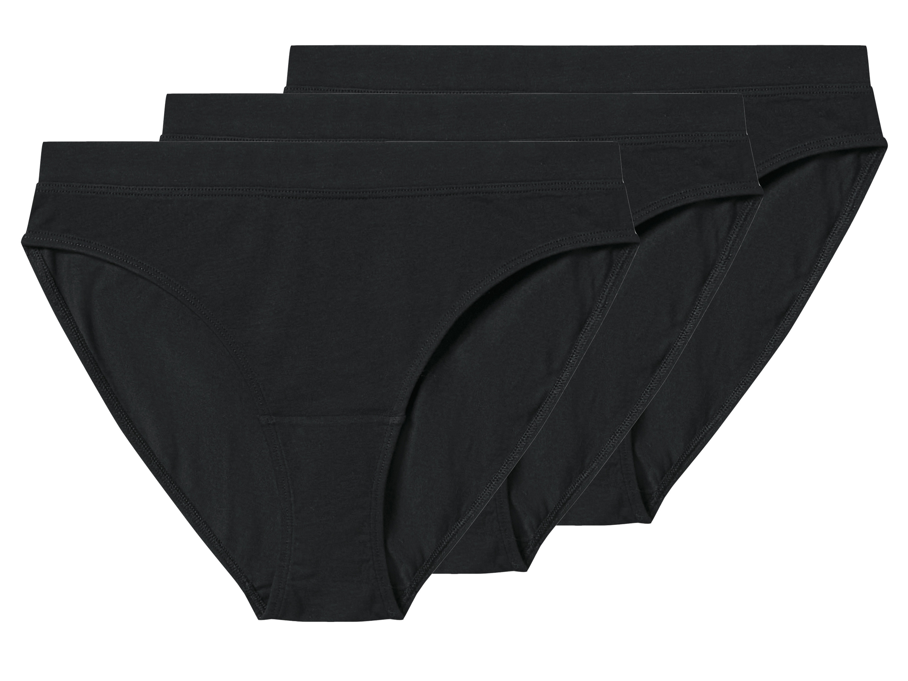 esmara Majtki damskie z biobawełną, 3 pary Czarny, XS 32/34