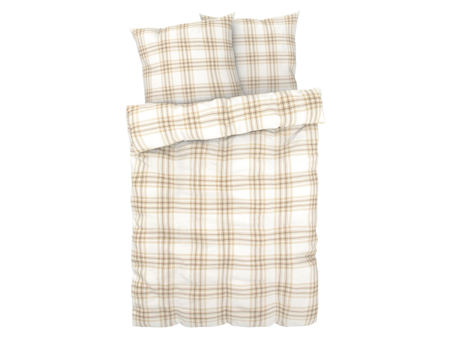 Livarno home Pościel z delikatną flanelą, 220 x 200 cm Beżowy/kratka
