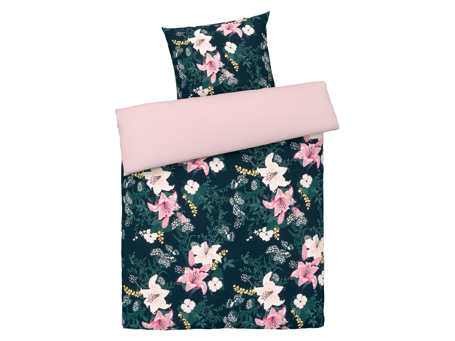 Livarno home Pościel z bawełny renforcé, 140 x 200 cm Kwiaty ciemne