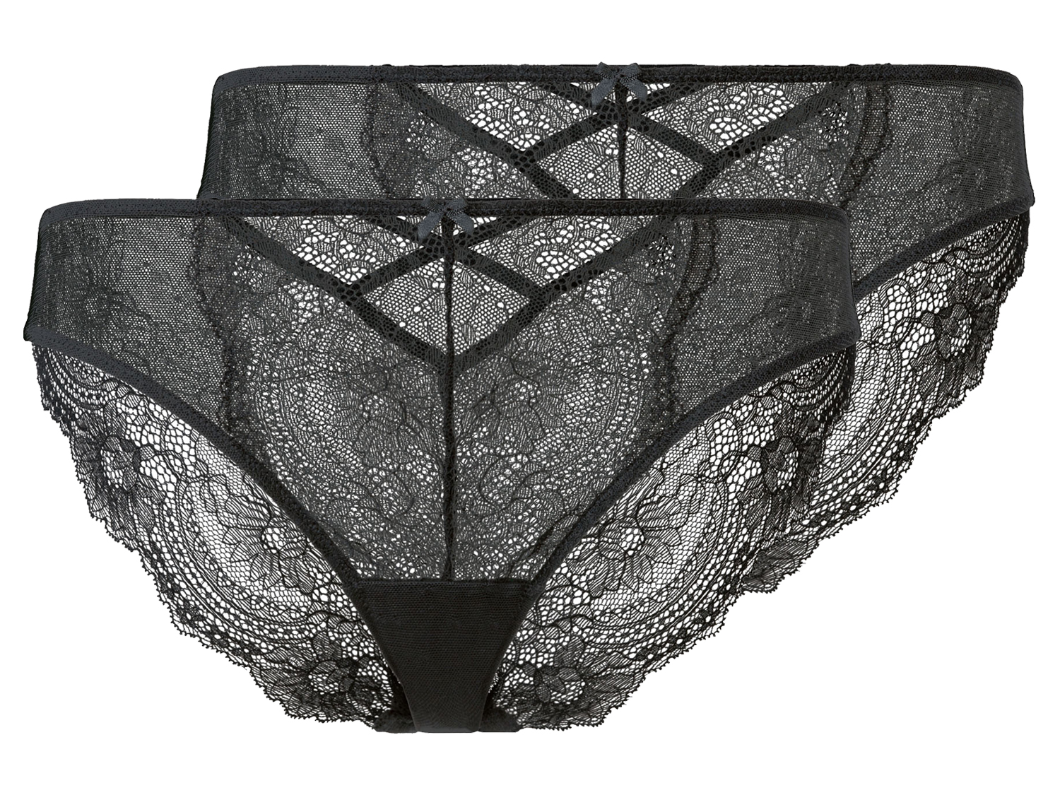 esmara Figi damskie z koronką, 2 pary XS 32/34, Czarny