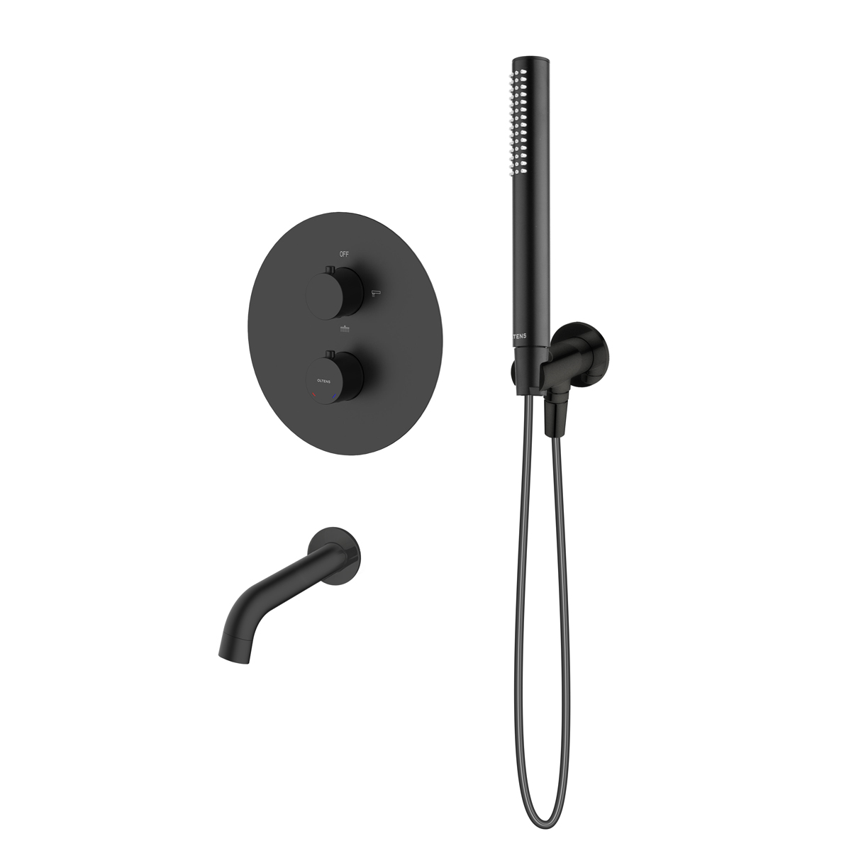 Darmowa Dostawa - Zestaw wannowo-prysznicowy podtynkowy termostatyczny czarny mat Oltens Katla 36610300