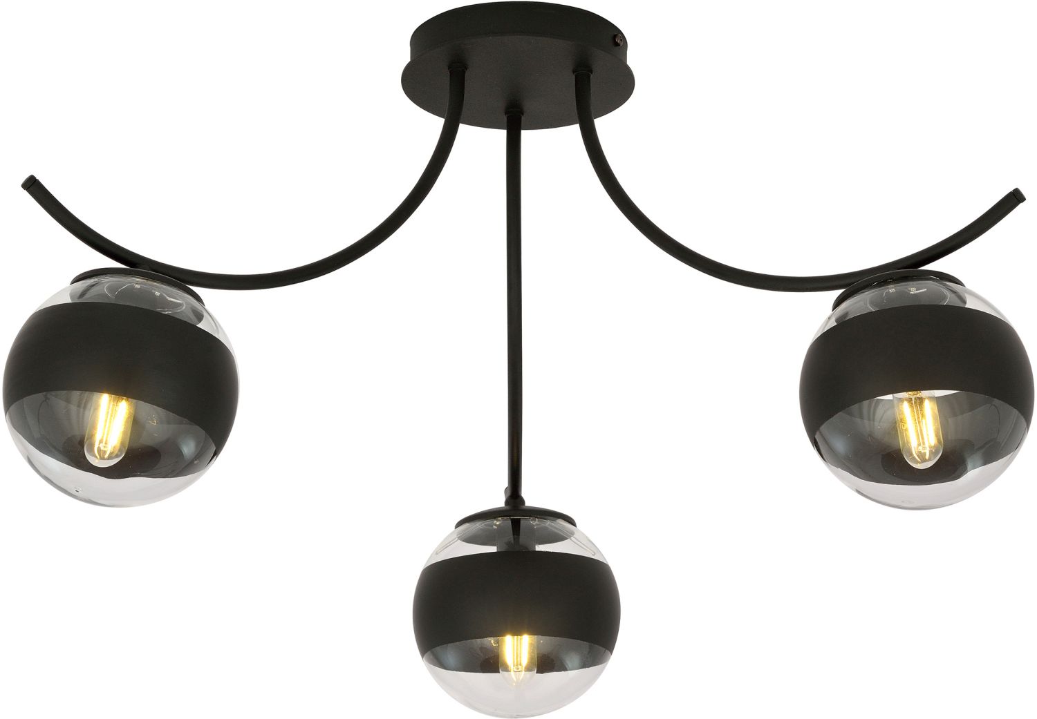 Darmowa Dostawa - Lampa podsufitowa 3x10 W czarna-przezroczysta Emibig Boston Stripe 11113