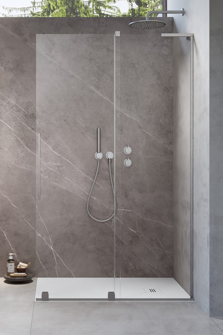 Darmowa Dostawa - Drzwi prysznicowe 48.8 cm rozsuwane szczotkowany/szkło przezroczyste Radaway Furo SL Walk-In 103064889101P