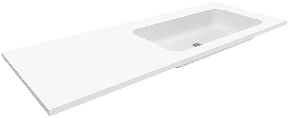 Darmowa Dostawa - Umywalka 120x45 cm prostokątna wpuszczana-z blatem biała Cristalstone Linea Simpla U1200MBPOTCRBO