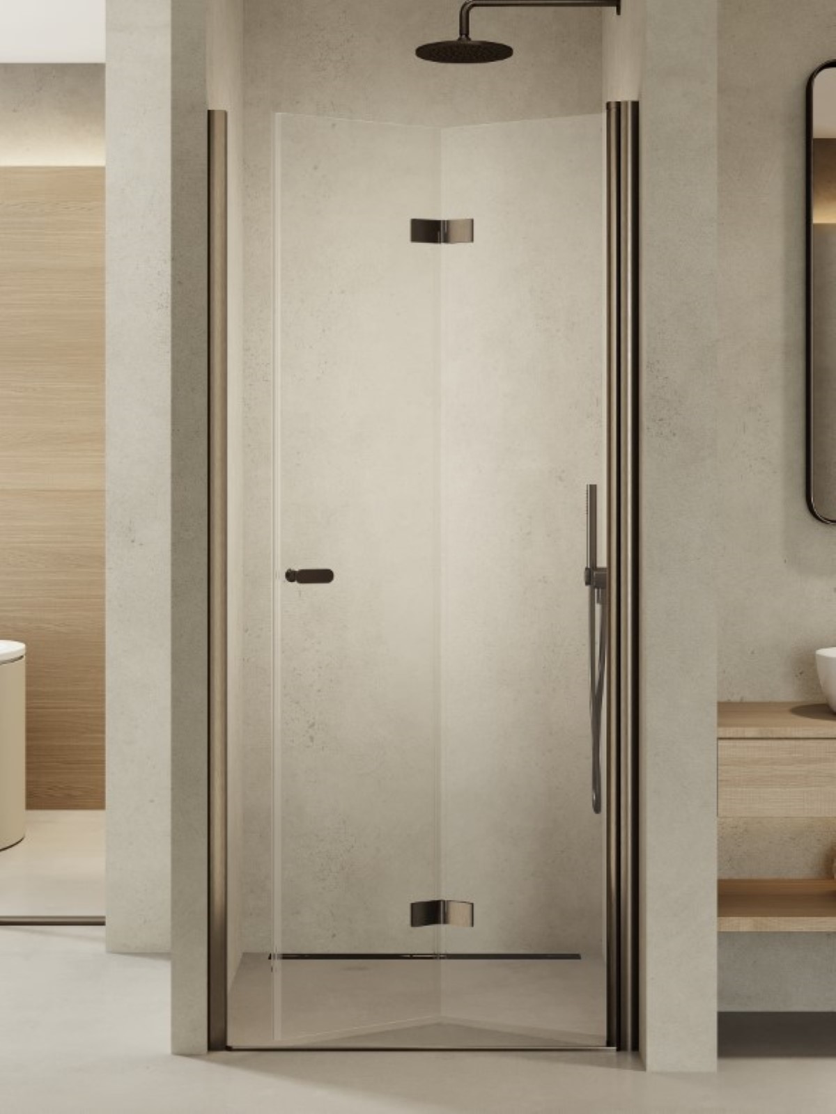 Darmowa Dostawa - Drzwi prysznicowe 120 cm składane grafitowy szczotkowany/szkło przezroczyste New Trendy New Soleo Gunmetal Brushed D0547A