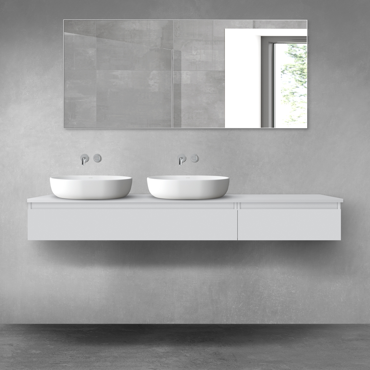 Darmowa Dostawa - Zestaw mebli łazienkowych 180x46.4x48.6 cm podumywalkowa wisząca szara Oltens Vernal 68592700