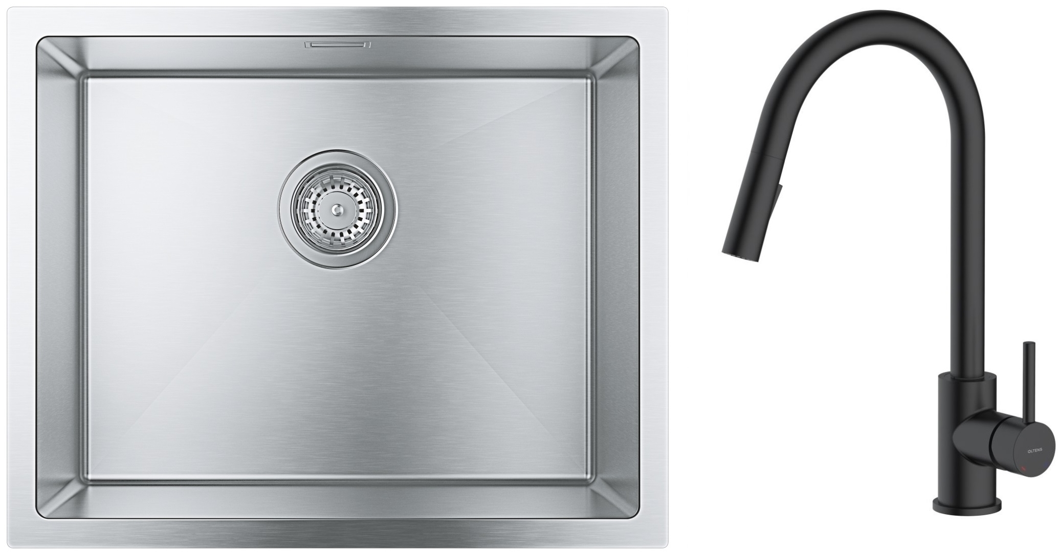 Darmowa Dostawa - Zlewozmywak z baterią stal / czarny Grohe K700 abset4713
