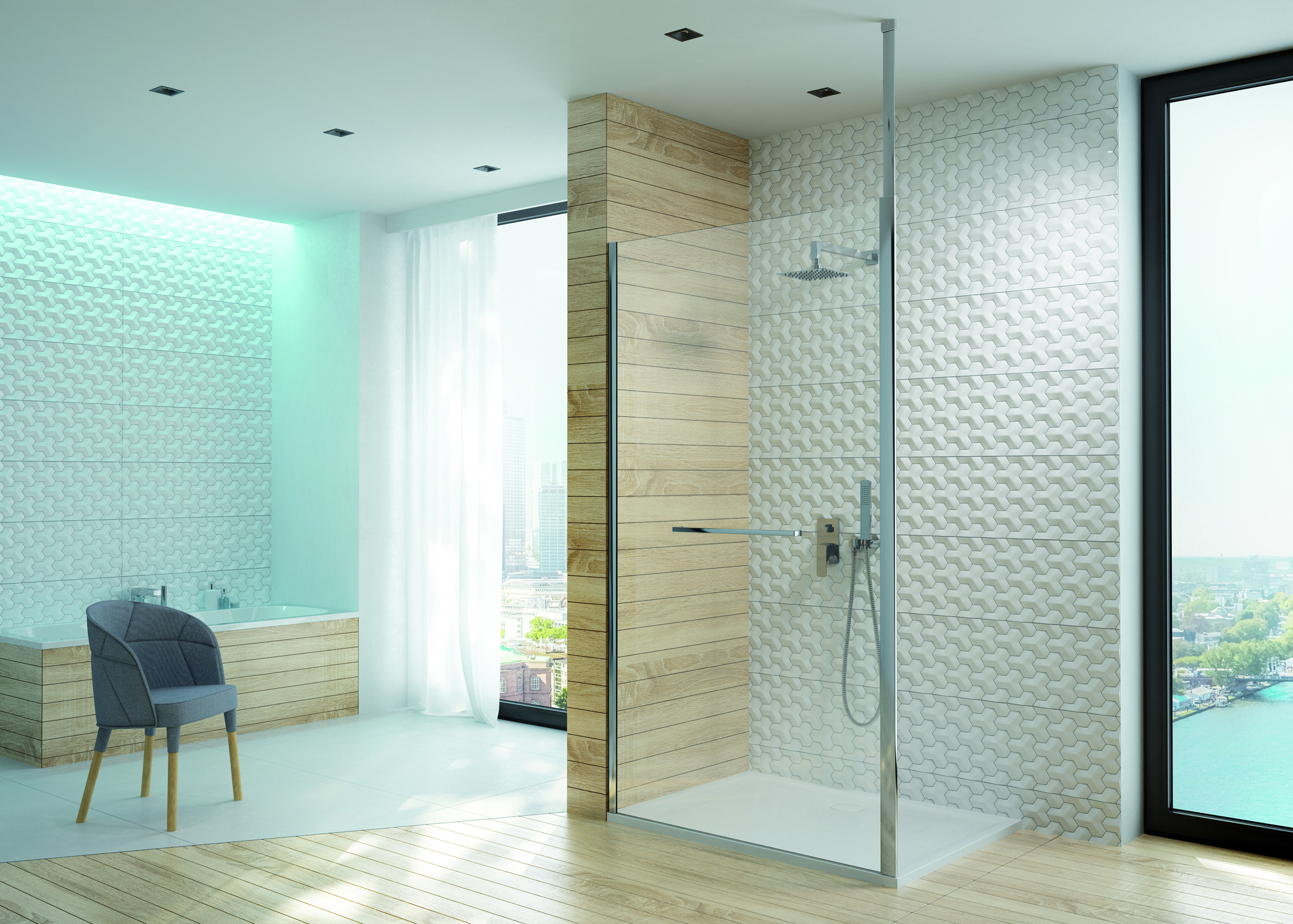 Darmowa Dostawa - Ścianka prysznicowa 80 cm chrom połysk/szkło przezroczyste Sanplast Altus 600121252142401