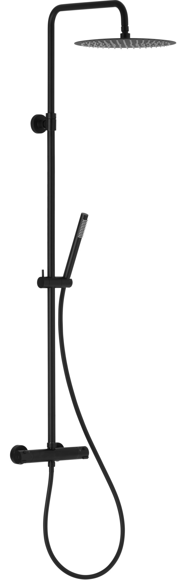 Darmowa Dostawa - Zestaw prysznicowy ścienny termostatyczny z deszczownicą czarny KFA Armatura Moza Premium 573692181