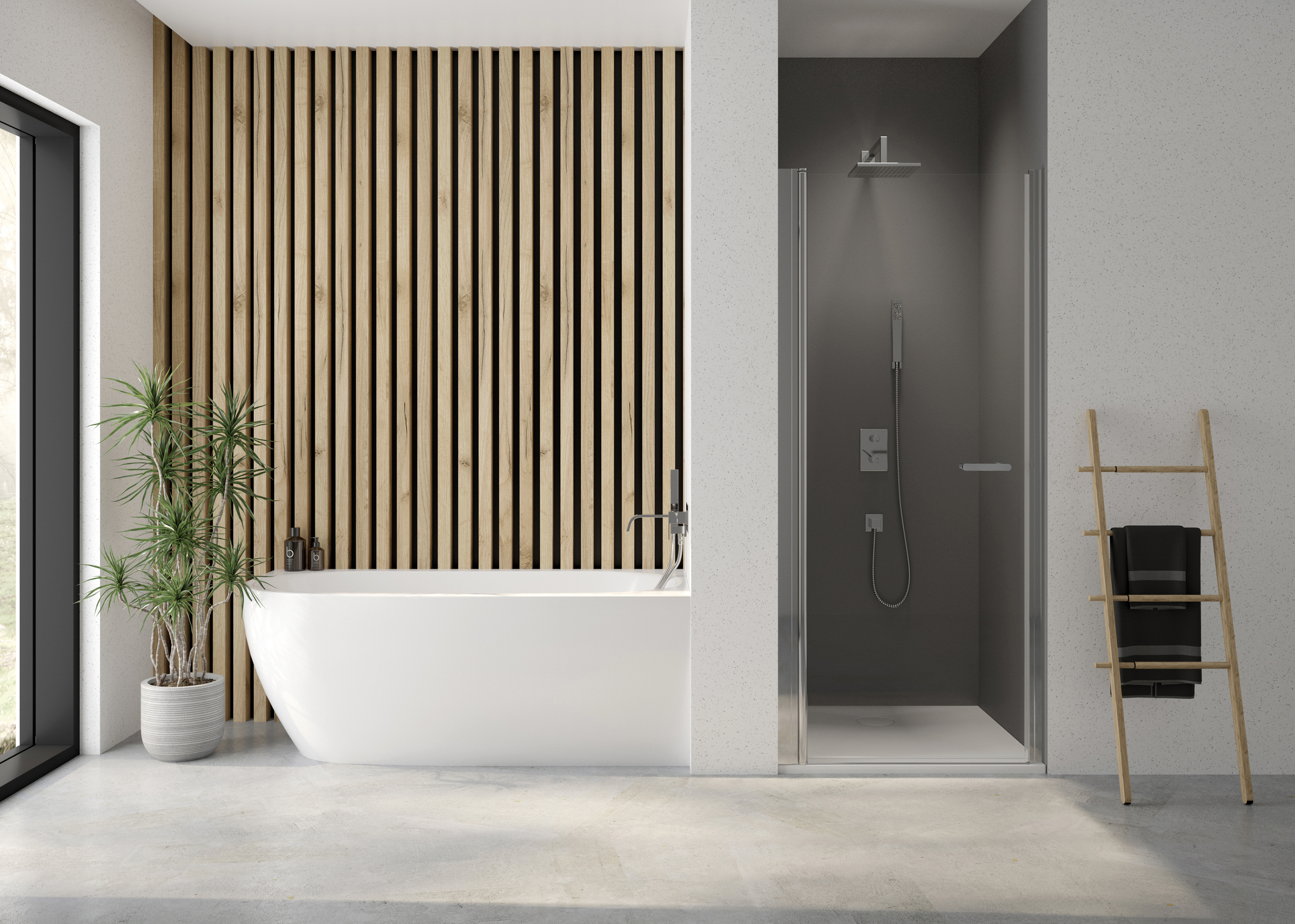 Darmowa Dostawa - Drzwi prysznicowe z profilem 90 cm uchylne srebrny połysk/szkło przezroczyste Sanplast Exa Line 600540075038401