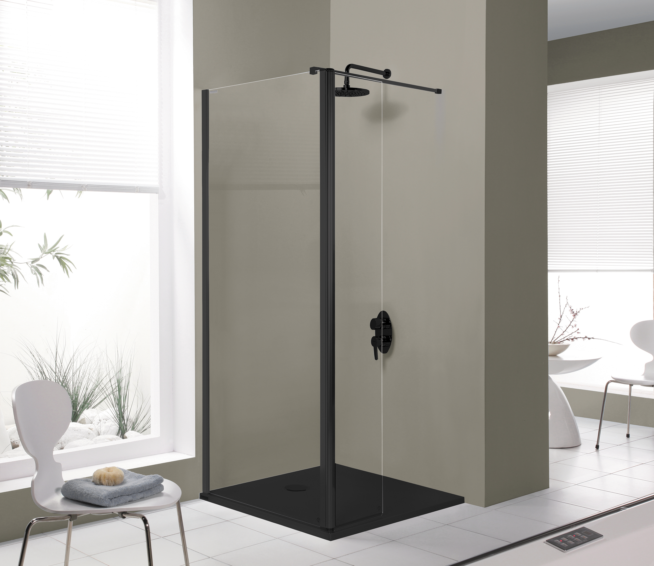 Darmowa Dostawa - Kabina prysznicowa walk-in 120x33.5 cm czarny mat/szkło przezroczyste Sanplast Exa Line 600540100059401