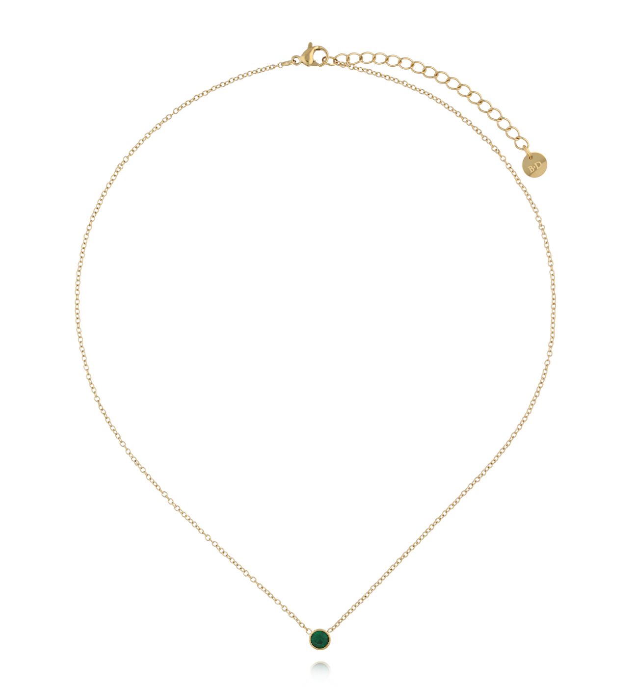 Naszyjnik z zieloną cyrkonią złoty - By Dziubeka