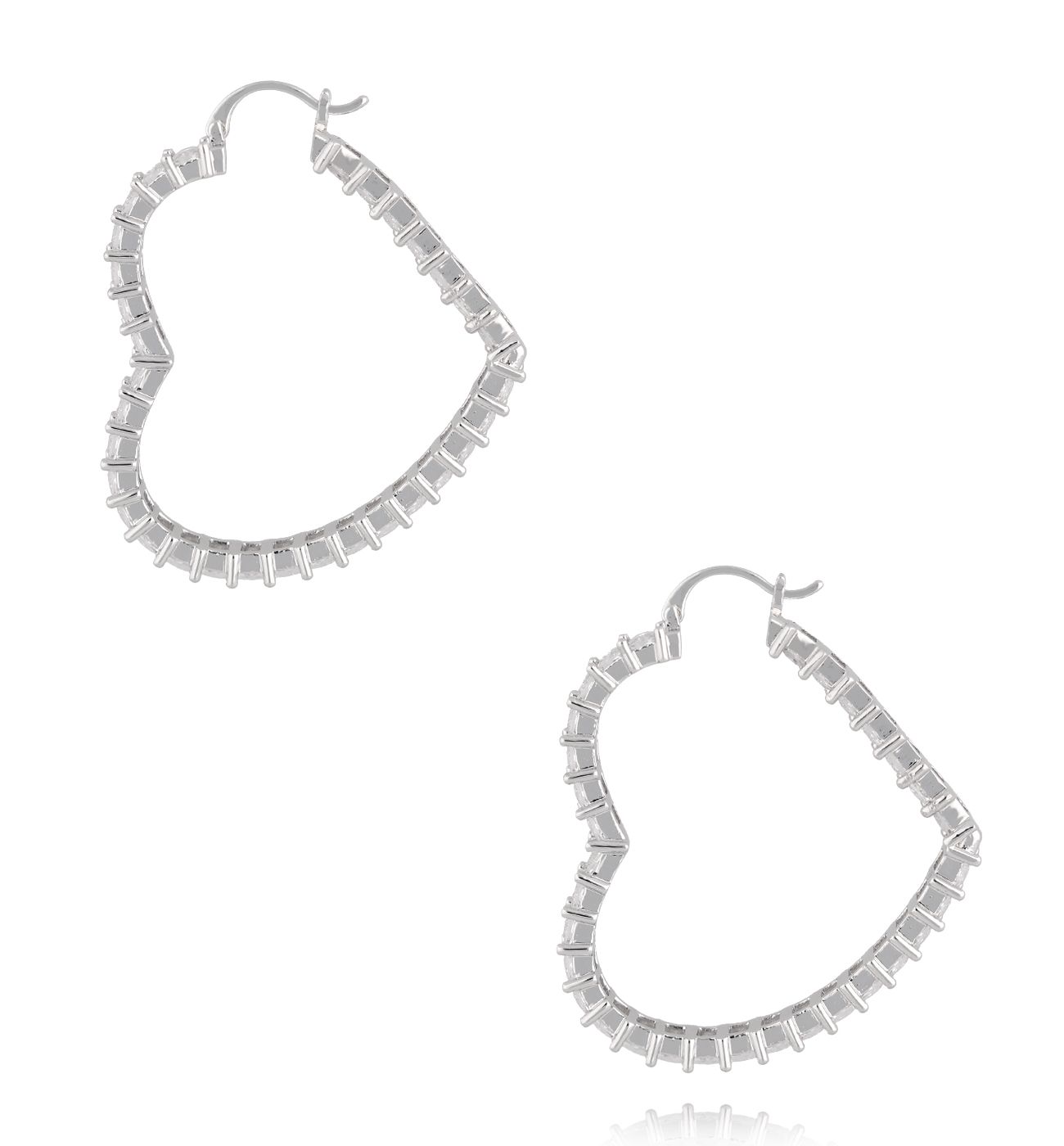 Kolczyki serca z kryształkami srebrne KSS2039