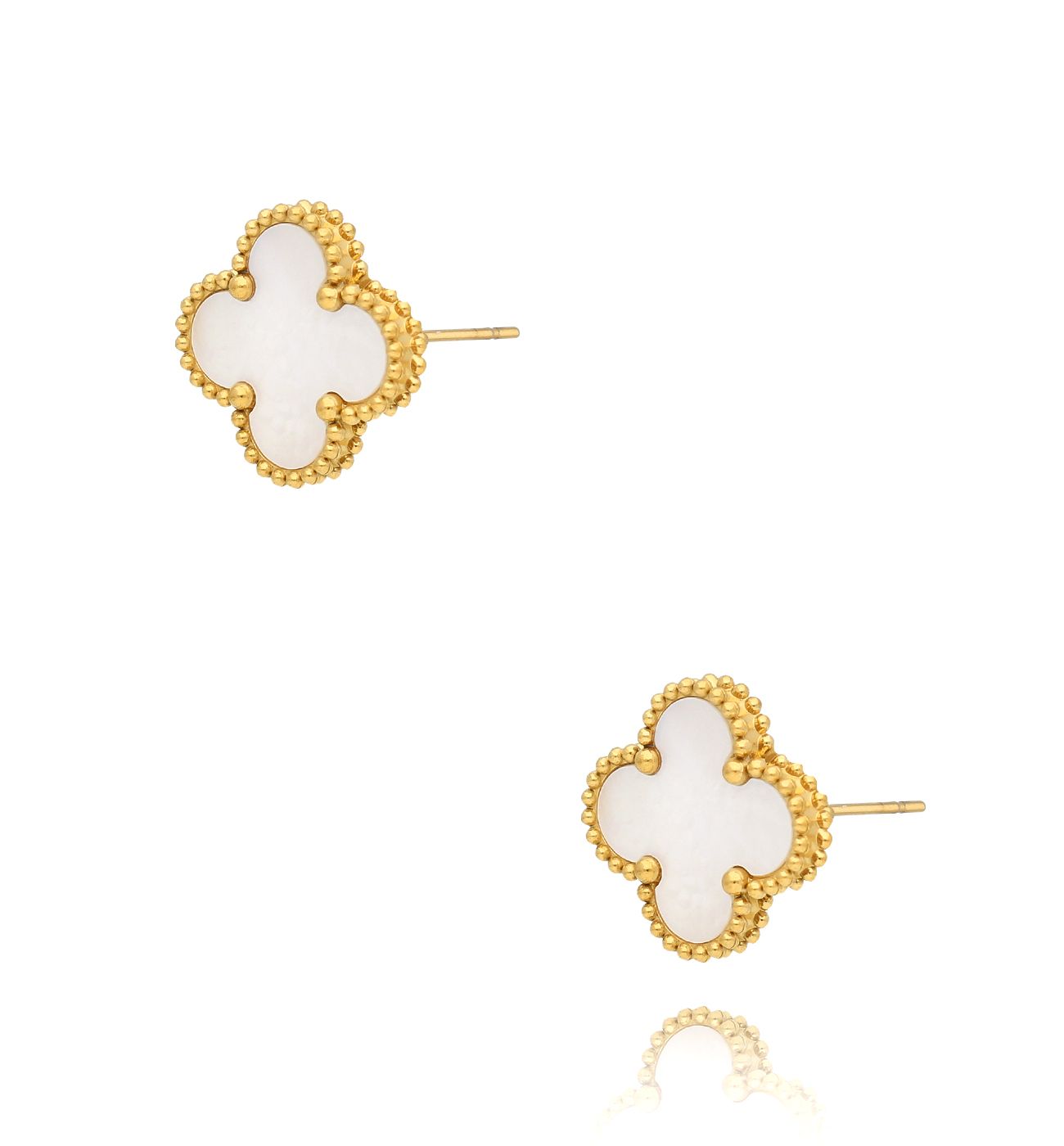 Kolczyki białe koniczynki Clover KSY0164 - By Dziubeka