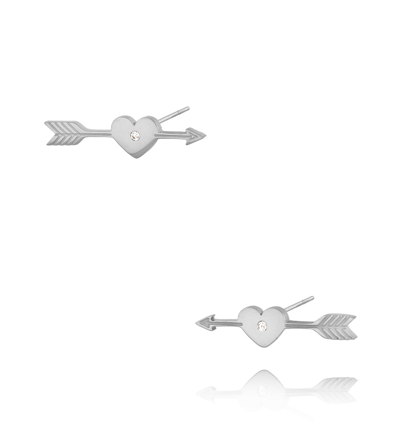 Kolczyki srebrne z sercem i strzałą Fervor KSA0889