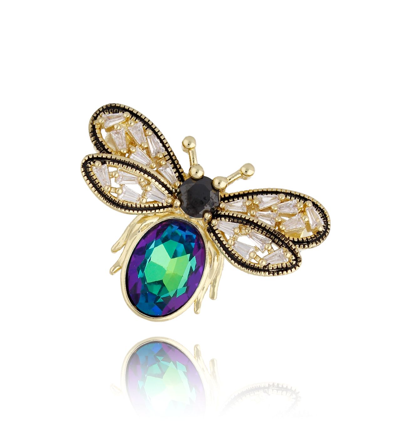 Broszka z zielono niebieskim motylem Prado BRMI0186