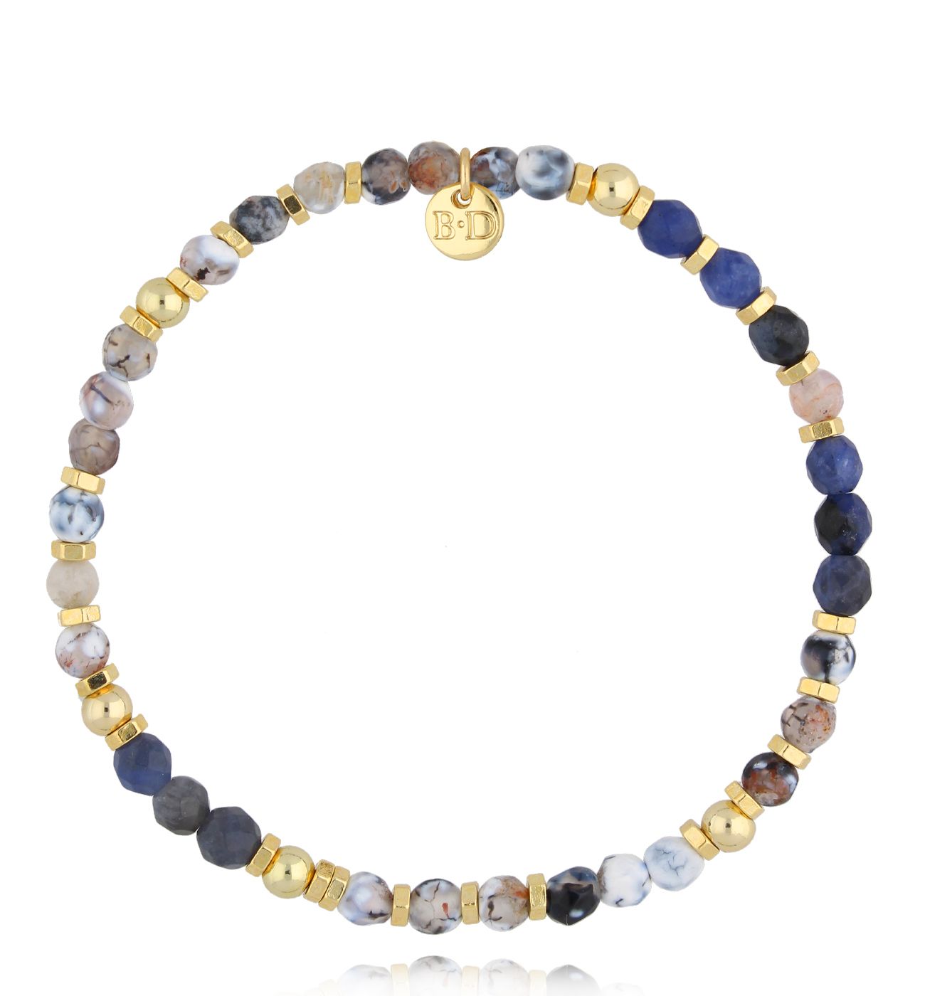 Bransoletka z kamieniami granatowo szara Vein II - By Dziubeka