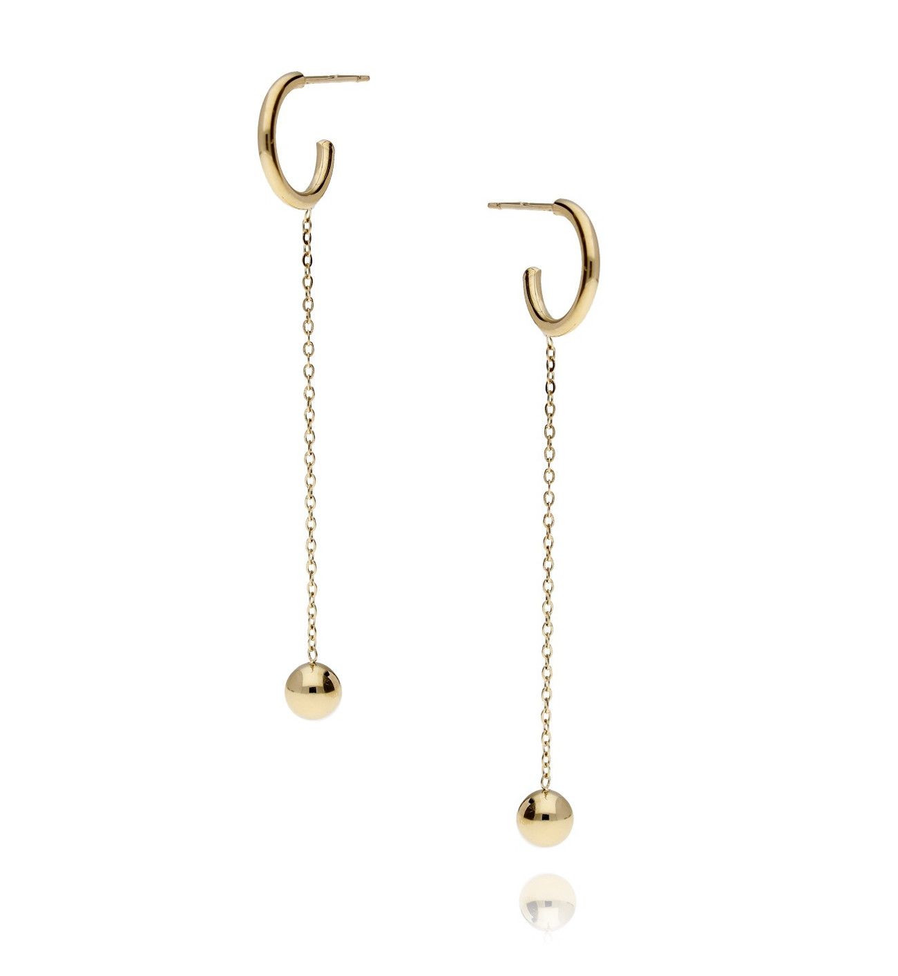 Kolczyki złote kółka z łańcuszkami ze stali szlachetnej - By Dziubeka