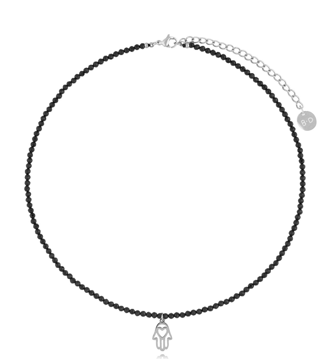 Naszyjnik z czarnymi turmalinami i ręką Fatimy Lifestyle NTW1126