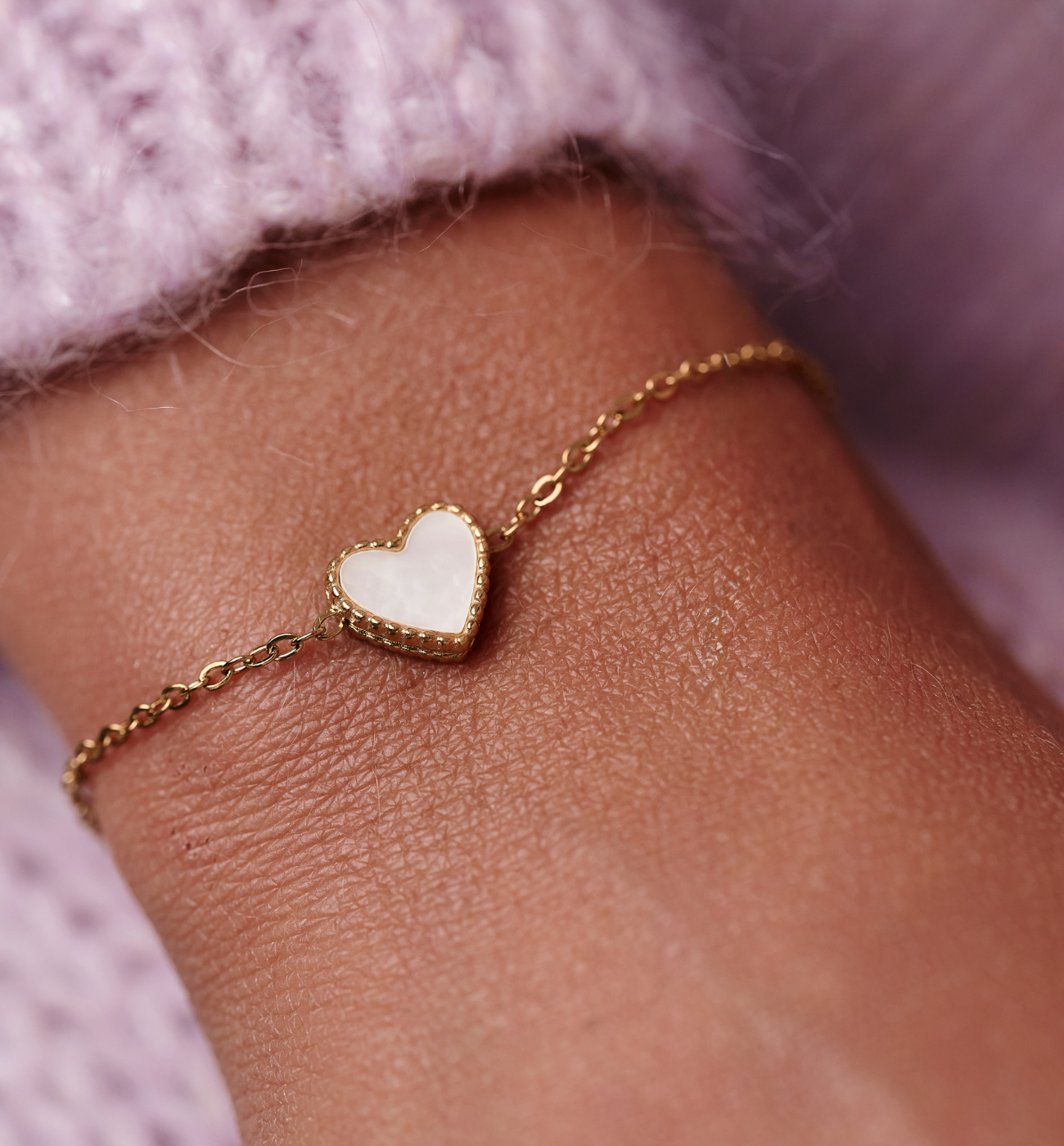 Bransoletka z sercem z masy perłowej złota Eternal Love BSA0677