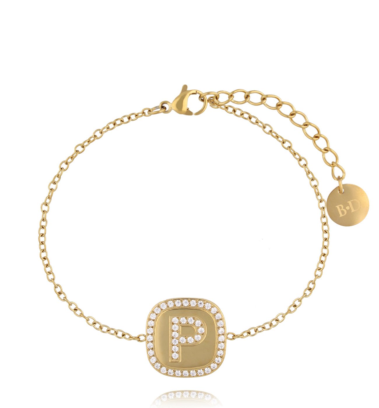 Bransoletka z literką P złota - By Dziubeka