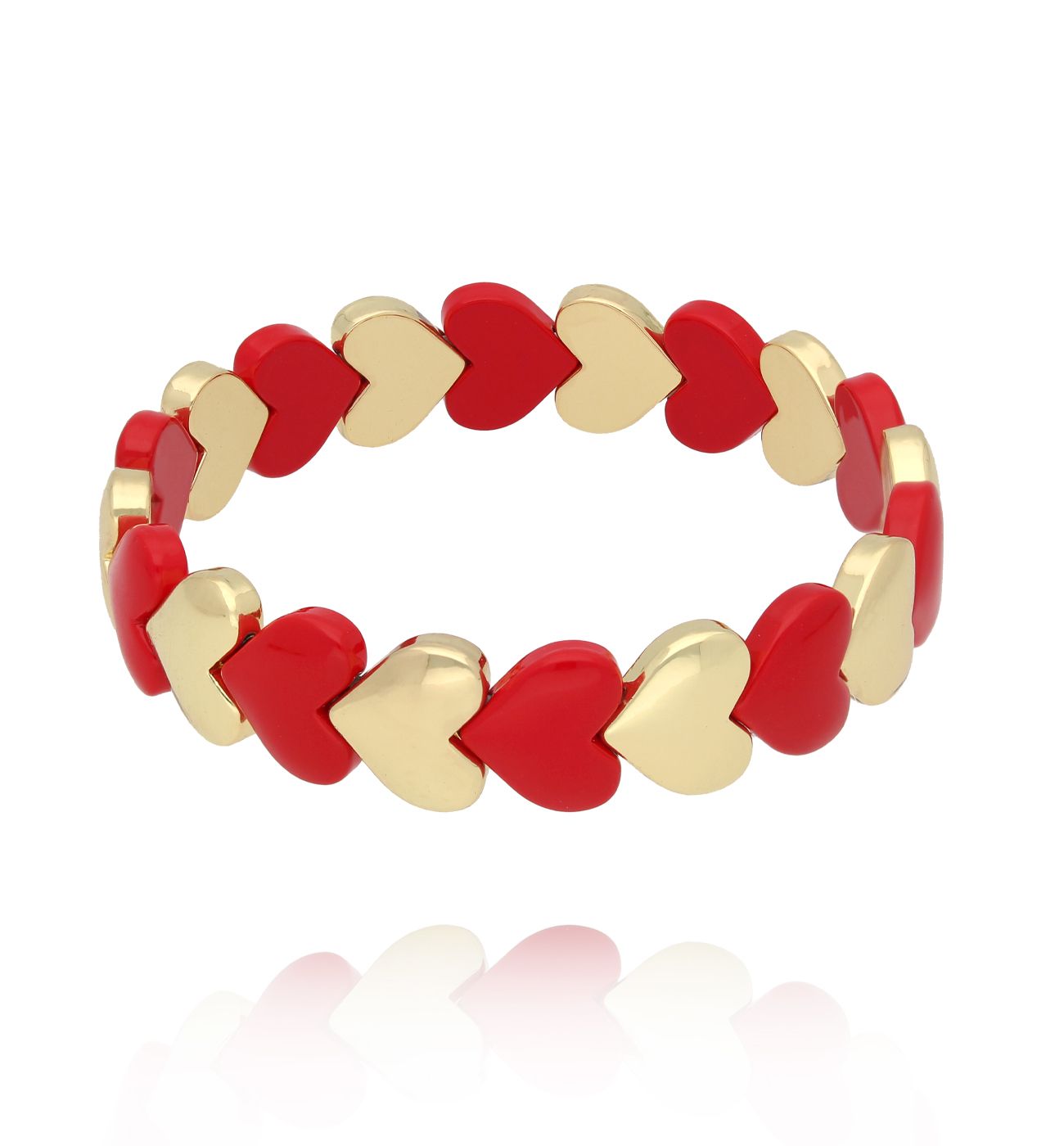 Bransoletka z czerwono-złotych serduszek BCR0033