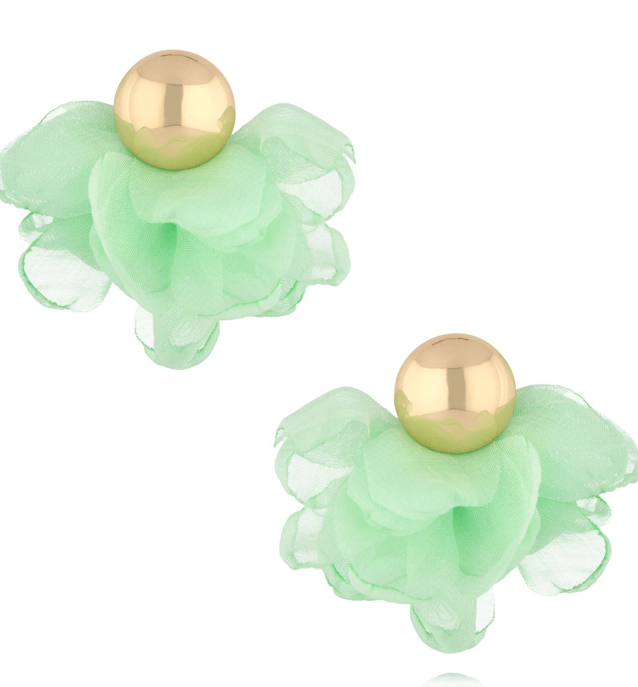 Kolczyki miętowe z tkaniną - By Dziubeka