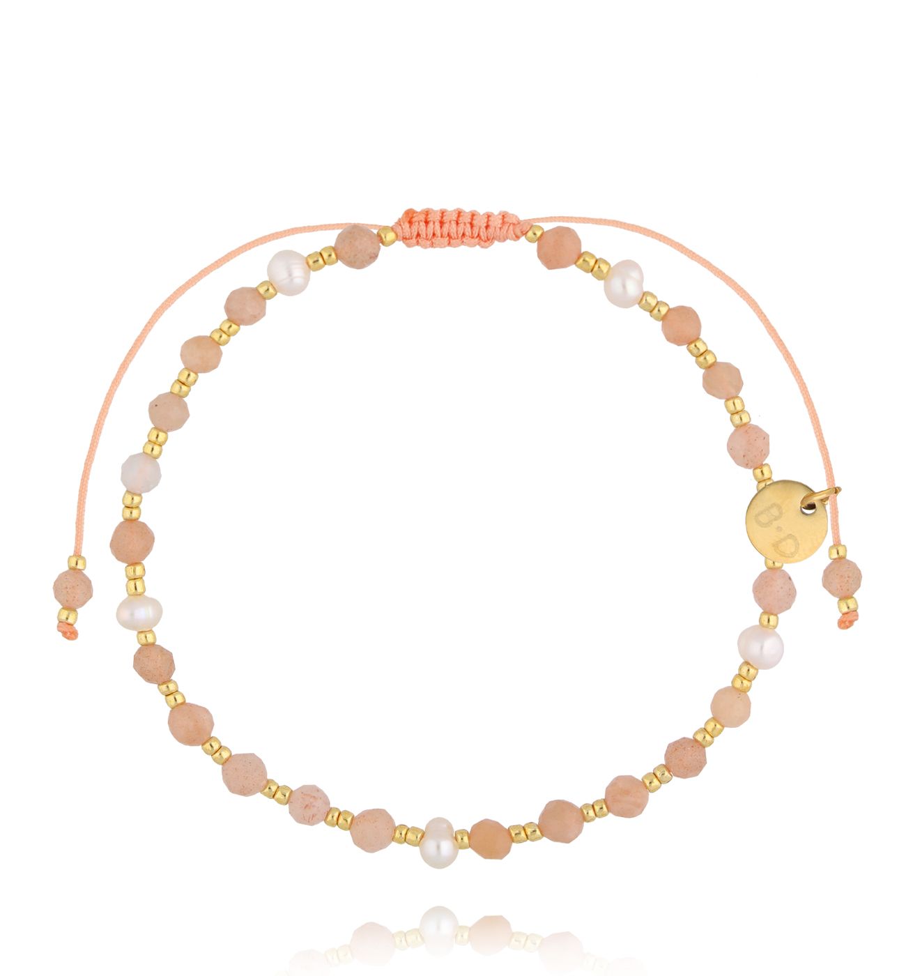 Bransoletka z kamieniem słonecznym i perłami BMT0319 - By Dziubeka