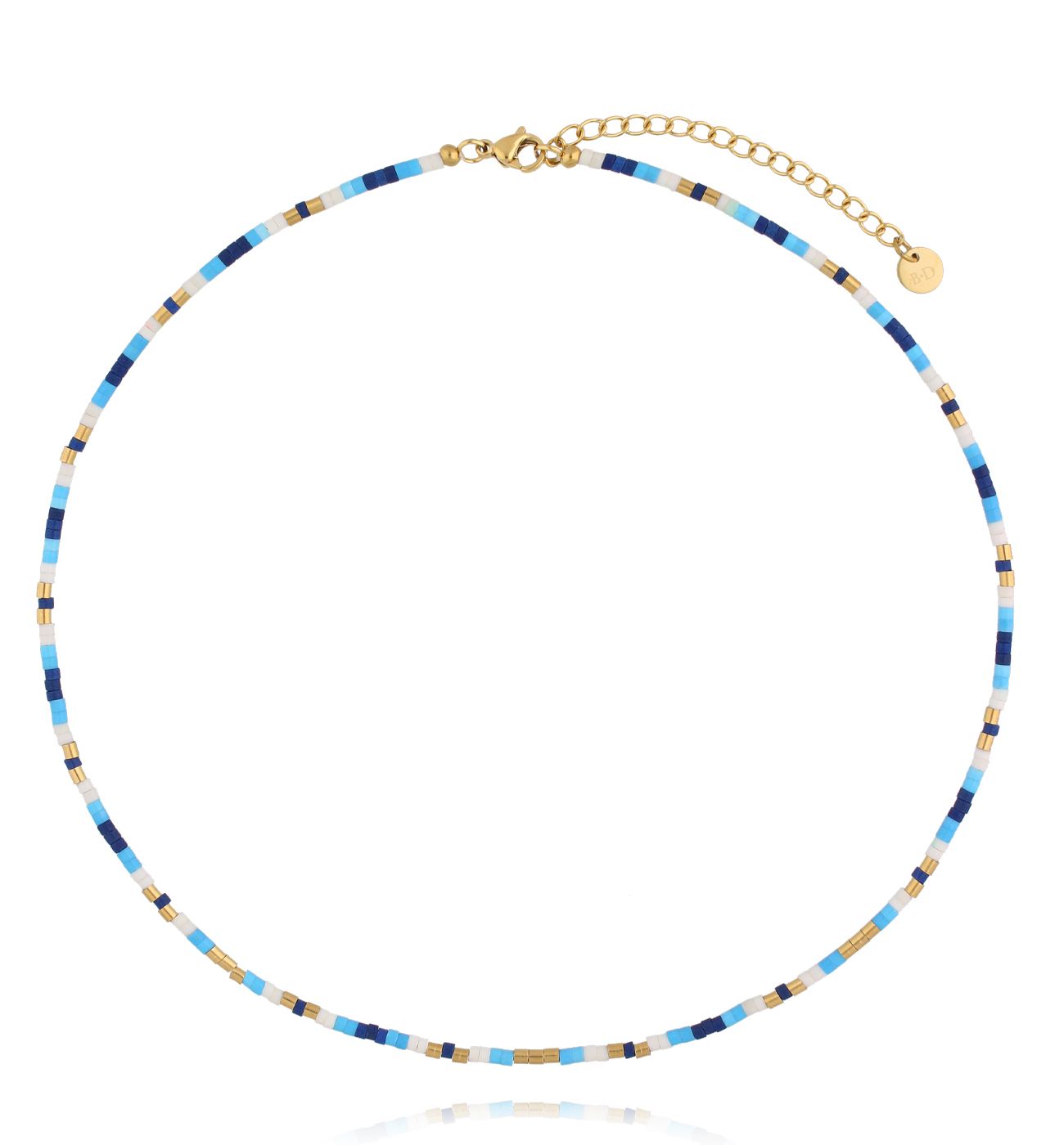 Naszyjnik z niebieskimi i białymi agatami NSC0655