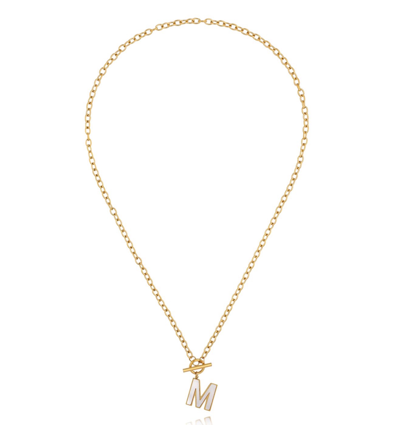 Naszyjnik z literą M i zapięciem toggle NSY0864 - By Dziubeka
