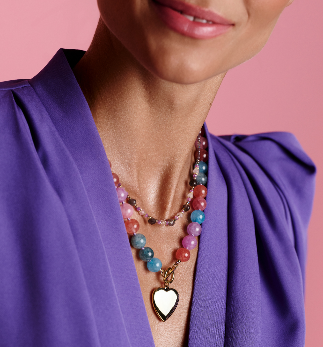 Zestaw naszyjników z kamieni naturalnych z sercem ZN0177