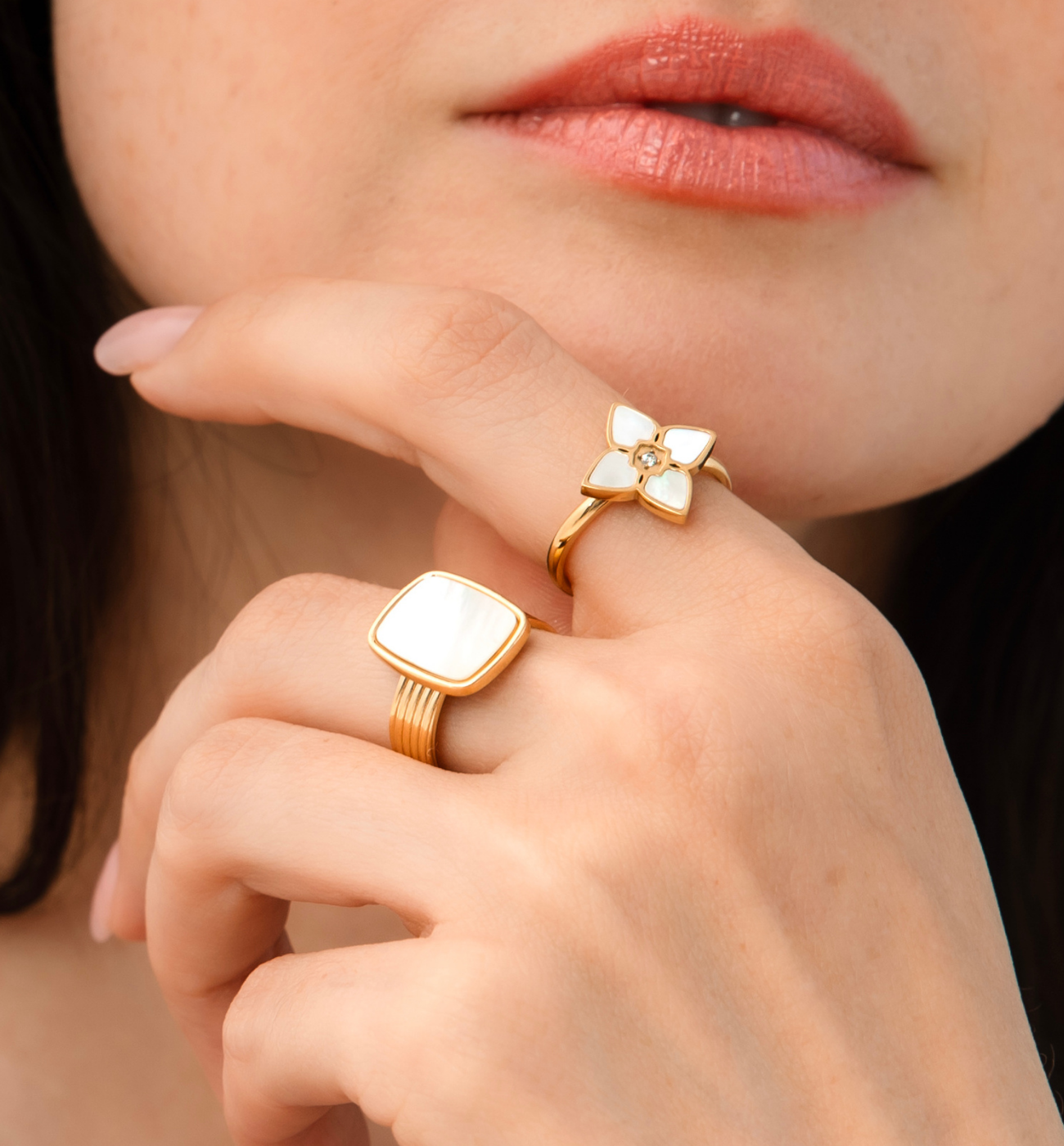 Pierścionek z koniczynką złotą Segreto di Fortuna - By Dziubeka