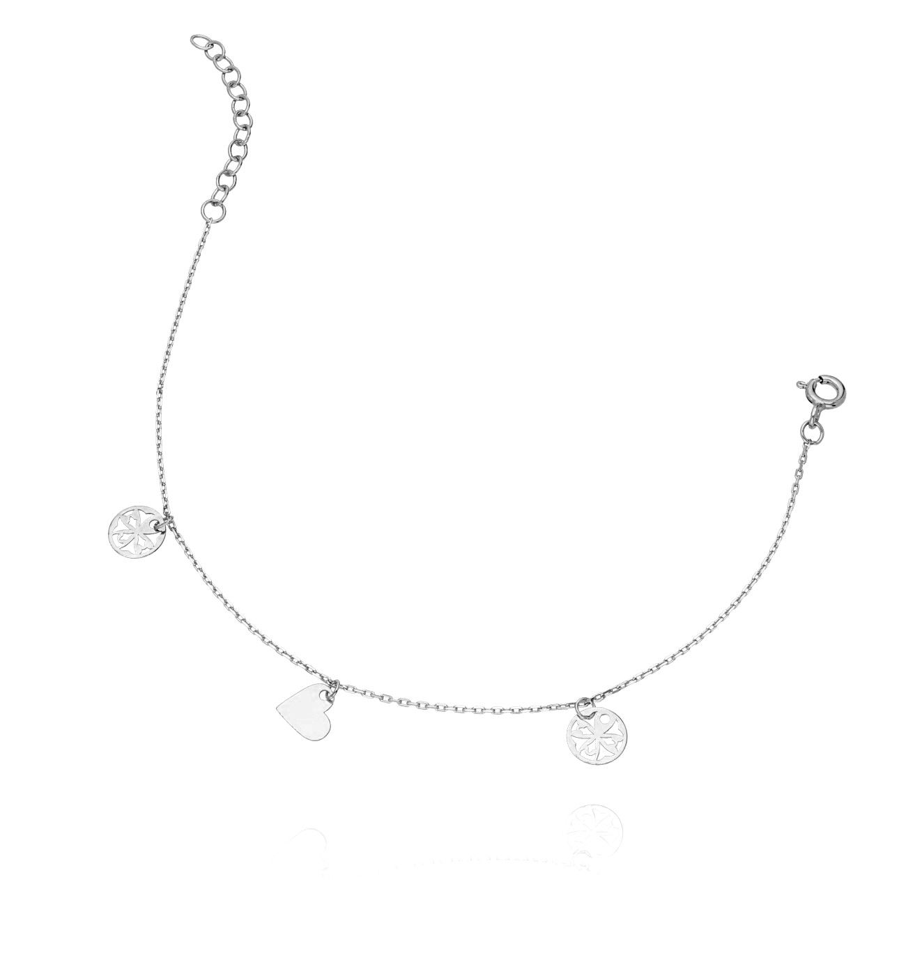 Bransoletka ze srebra serduszko - By Dziubeka