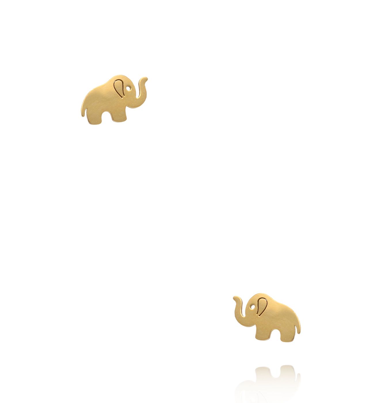 Kolczyki wkrętki w kształcie słonika złote KSY0624 - By Dziubeka