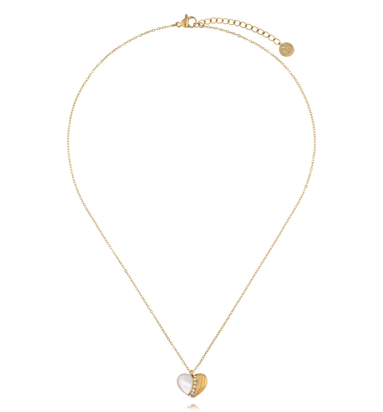 Naszyjnik z sercem z masy perłowej NSY0838 - By Dziubeka
