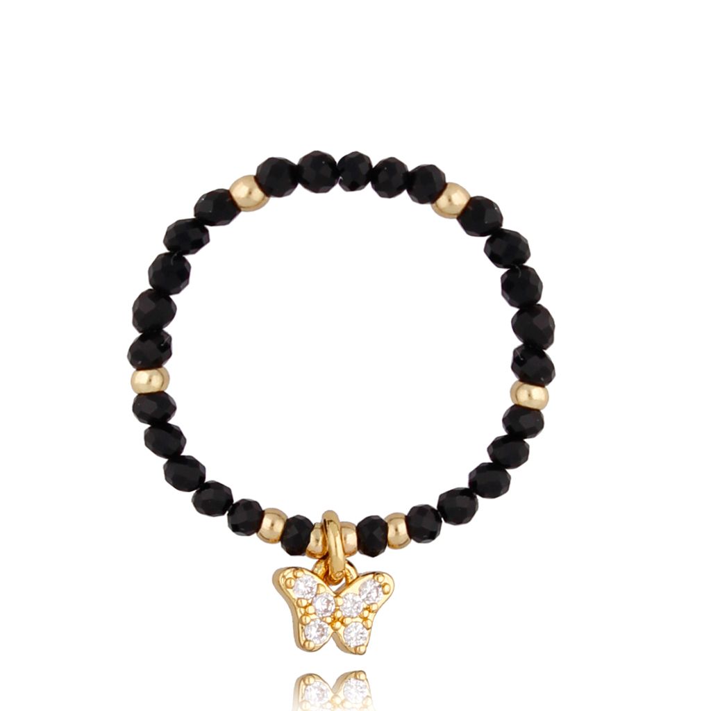 Pierścionek czarny z motylkiem Misha PSC0287 - By Dziubeka