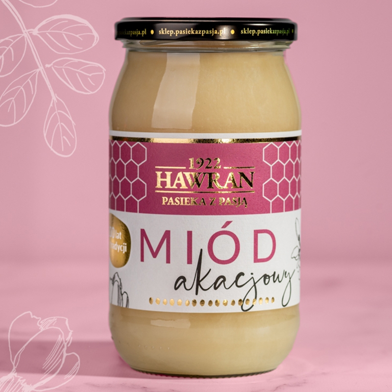 Miód akacjowy 1050g - Pasieka z Pasją Hawran