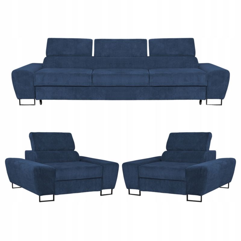 Zestaw mebli SAVIO do salonu sofa i fotele Family Meble granatowe 1 szt.