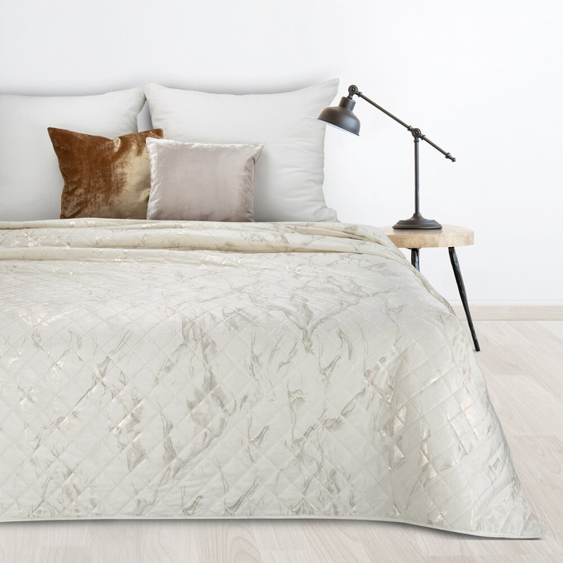 Narzuta 170x210 cm kremowo-złota LUXO 6 ze wzorem geometrycznym