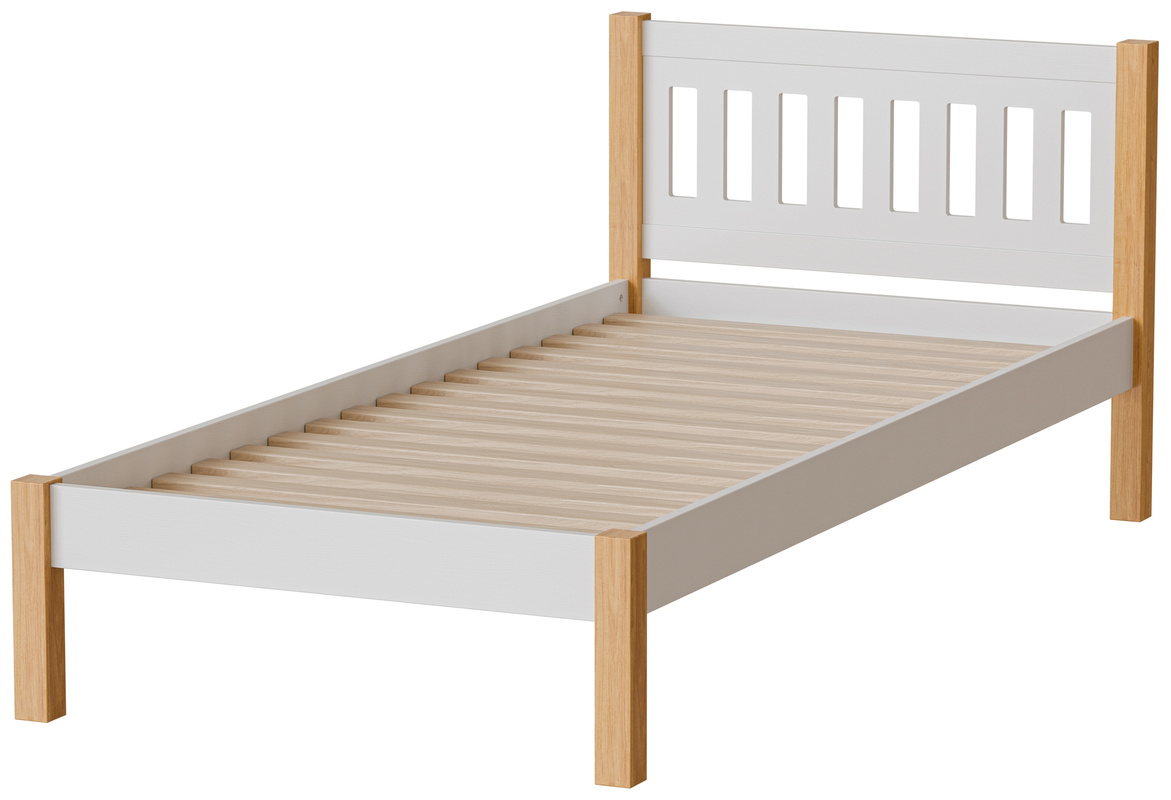 Drewniane białe łóżko jednoosobowe 90x200 cm GALANT
