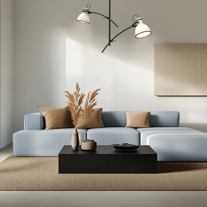 Biało-czarna lampa sufitowa regulowana 2-płomienna do salonu ZUMBA metal